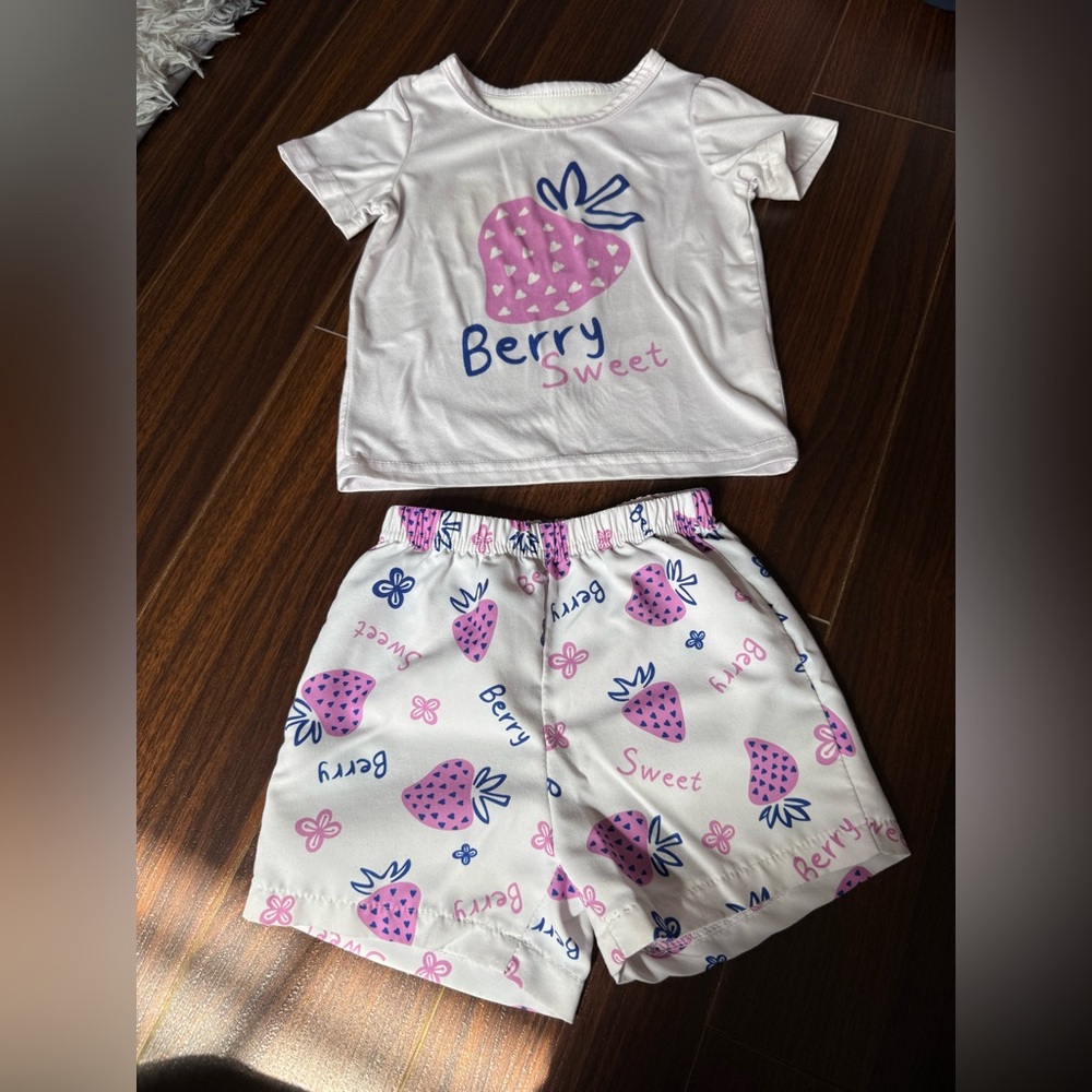 Berry Sweet Kids Pajamas Set - Pink and White